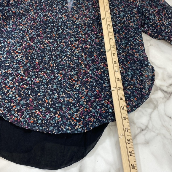 See By Chloe Floral‎ Haze Blouse Womens 34/ US 2 Black Purple Viscose Sheer Top - Picture 12 of 12